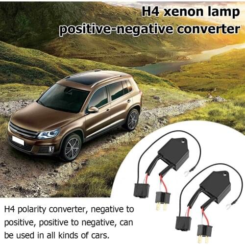 2pcs Durable Reversed Polarity Converters Solid LED Reversed Polarity Switch Converter Adapter for H4 Xenon Light Lamp