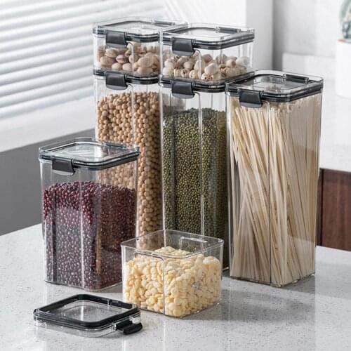 60% Hot Sales!!! Clear Food Storage Box Container Moisture Proof Grain Bottle Jar Kitchen Supply