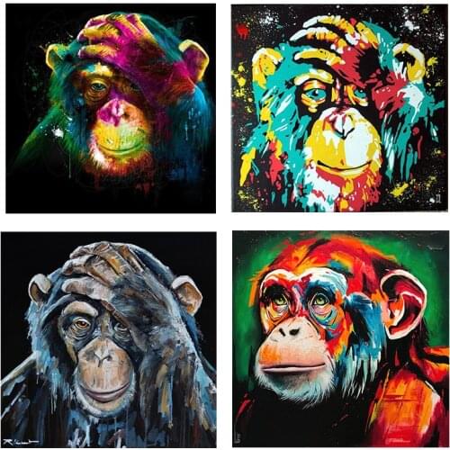 Abstract graffiti animal covering the face of the orangutan canvas painting art posters and print picture modern home decoration