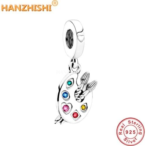 925 Sterling Silver Color Drawing Board Dangle Charm Beads Fits Original Pandora Charm Bracelet Necklace Jewelry Accessories