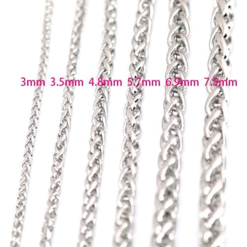 5pcs 3mm 3.5mm 4.8mm 5.7mm 6.9mm 7.5mm Stainless Steel Lanterns Necklace Chain For women men locket pendant