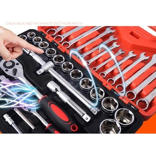 53pcs Socket Ratchet Wrench Tool Case Precision Sleeve Universal Joint Hardware Kit Auto Repairing Tool Set with Box