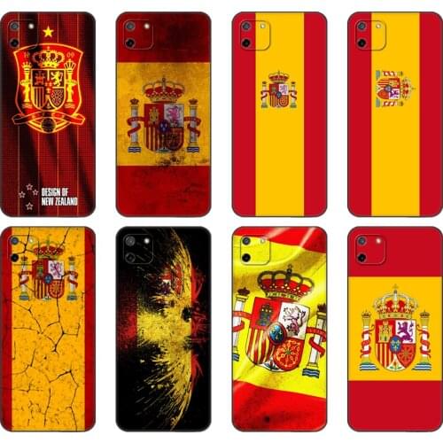 Black tpu Case For OPPO Realme C11 Case For Realme C 11 RealmeC11 Back RMX2185 Case Cover Bumper Spain Spanish Flag