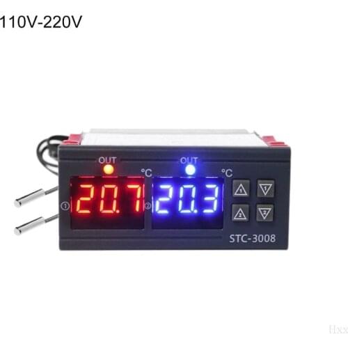 New AC 110V 220V Digital Temperature Controller Double Thermostat 10A Heating Cooling for Incubator Breeding Greenhouse