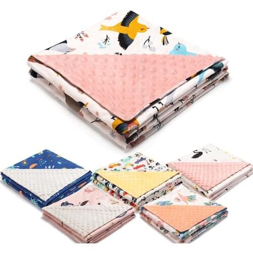 Childrens Soft Baby Blanket Minky Dot Coral Fleece Soft Thermal Swaddling Wrap Bedding Set Baby Carriage Stroller Cotton Quilt