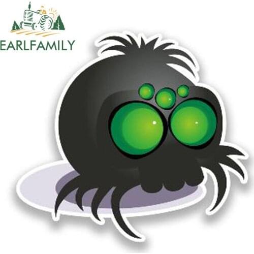 EARLFAMILY 13cm x 12cm 3D Cute Spider Vinyl Sticker Cartoon Animal Decal Reflective Car Sticker Motorcycle Decal Car Accessories