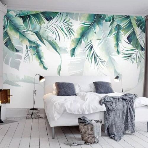 Custom Mural Wallpaper 3D Hand-painted Banana Leaves Plant Fresco Living Room Bedroom Self-Adhesive Creative Art Wall Painting