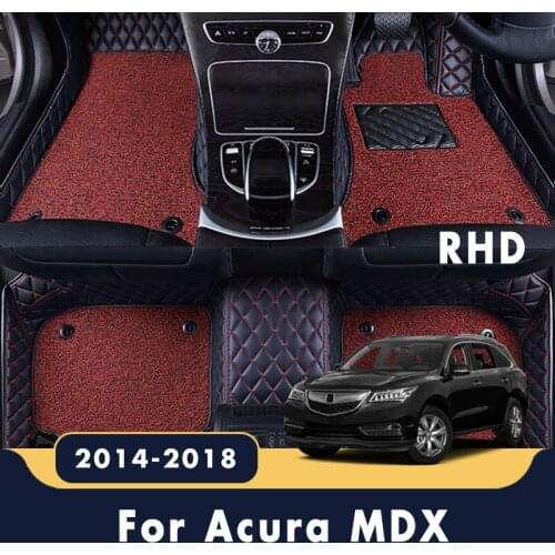 RHD Carpets For Acura MDX 2018 2017 2016 2015 2014 Luxury Auto Leather Rugs Car Floor Mats Double Layer Wire Loop Foot Pads