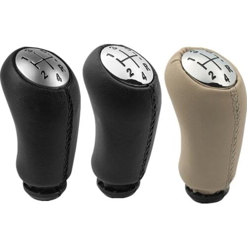 Leather Chrome Car Styling Gear Shift Knob Lever Shifter Pen For Renault Clio 3 Megane 2 Scenic Kangoo 2005 2006 2007 2008 2009