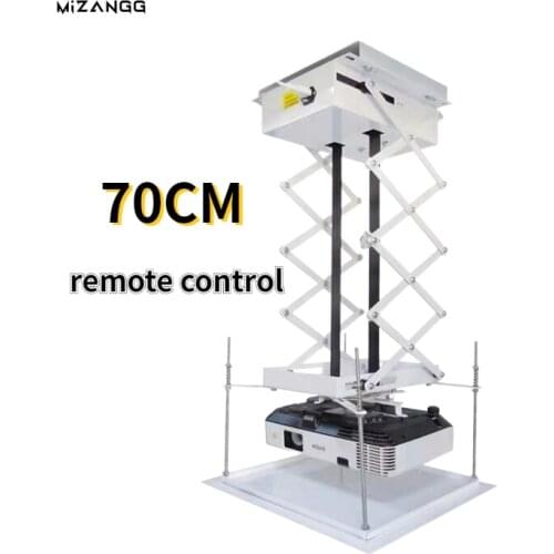70CM Projector Bracket Motorized Electric Lift Scissors Projector Ceiling Mount with Remote Control for Cinema/ChurchHall/School