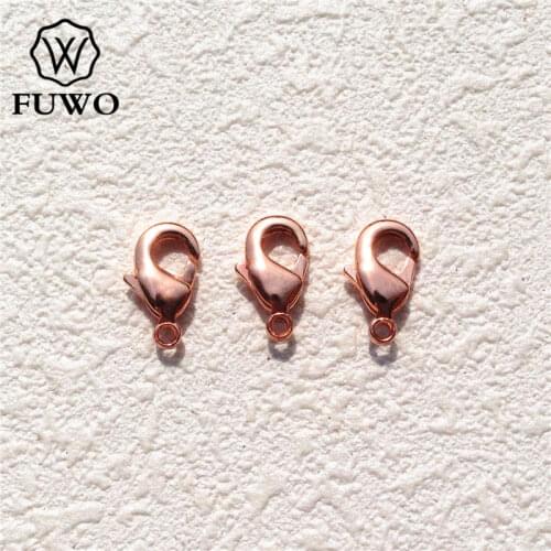FUWO Rose Gold Color Plated Brass Lobster Clasps Connect Clasps High Quality Jewelry Accessories For DIY Making B003 6*10mm