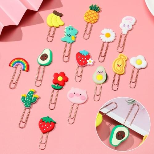 Cute Animals Flower Fruit Decor Paper Clips Bookmarks Binder for Kids Back To School Teacher Office Supplies Gifts Organize Clip