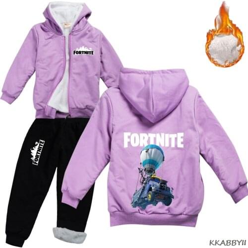 Fortnite Night Boys and Girls Big School Kids Wear Fall/Winter Hooded Clothes and Cotton Pants Fashion Set