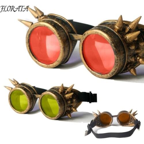 Bronze Frame New Style Steampunk Goggles Unisex Gothic Vintage Style Punk Gothic Glasses Cosplay Eyewear 7 Colors Lens