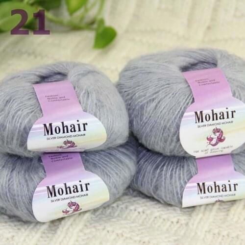 Sale New 4BallsX25g Luxury Soft Mohair Warm Wrap Shawl Hand Knit Crochet Yarn 291-21-4 Gray