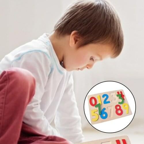 Colorful Wood 0-9 Number Puzzle Board Pre-school Developmental Teaching Aids Montessori Toys Birthday Gift