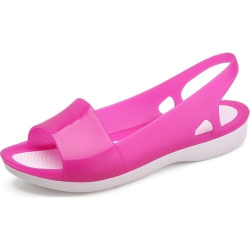 Women Clogs Jelly Sandals Home Non-slip Summer Hole Shoes Female Flat Slippers Plastic Female Girls Waterproof EVA Garden Shoes