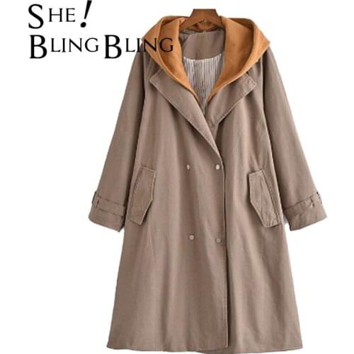 SheBlingBling Women's Hooded Trench Coats