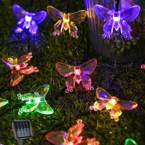 Solar Led Light Outdoor Butterfly Crystal Fairy Lights Christmas Outdoor Solar Street Garland Solar LED Lights Garden Decoration