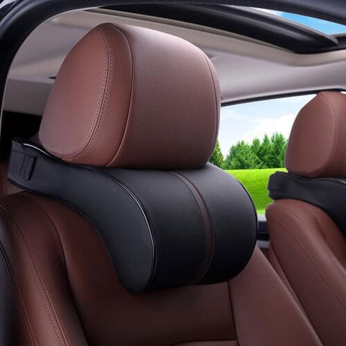 Universal Car Pillow Leather Memory Cotton Auto Car Headrest Neck Rest Cushion Safety Seat Support Pillows Auto Accessories