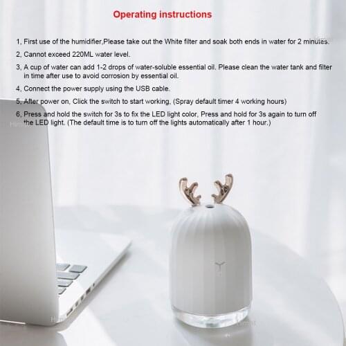 COOFUN 220ML Air Humidifier Aroma Essential Oil Diffuser for Home Car USB Ultrasonic Fogger Mist Maker with LED Night light
