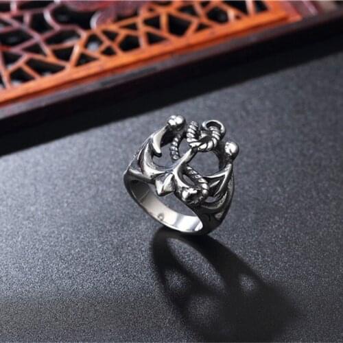 Viking Ship Anchor Ring Stainless Steel Anchor Ring Fashion Sailing Lovers Accessories Exaggerated Ring Viking Jewelry