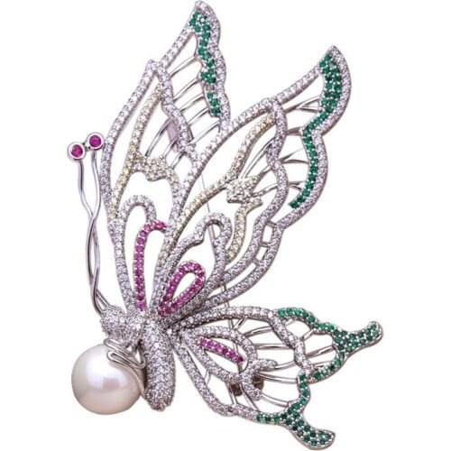 Fashion Beautiful Multicolor Large Butterfly Brooch Coat Accessories High Quality Cubic Zirconia Womens Brooches Jewelry