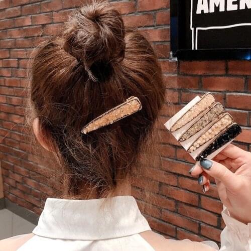WYINYA Ladies Fashion and Elegant Alloy Material Rhinestone Inlaid Hair Clip Korean Broken Hair Edge Clip Bangs Clip Headdress
