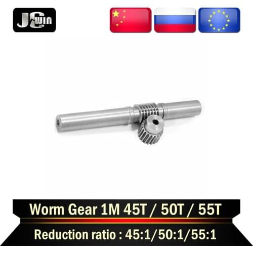 1set metal Worm Reduction Gear Set 1M45T/50T/55T Metal Wheel Speed Reducer Reduction Ratio 1:45/50/55 Worm Gear