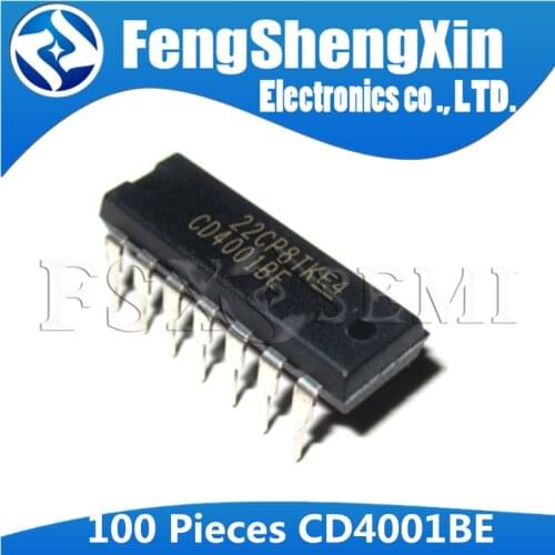 100pcs/lot CD4001BE DIP-14 HEF4001BE CD4001 HEF4001 IC