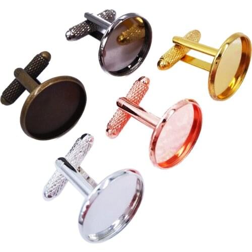 7 Colors Round 12mm 14mm 16mm 18mm 20mm French Cufflinks Blanks Cufflink Setting Base Cameo Cabochon Setting CL009