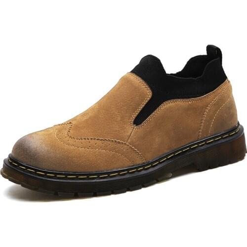 Martin Boots Mens Low Cut Leather British Wind Brock Socks Mouth Mens 2018 Winter Plus Velvet Boots Mens Leather Shoes