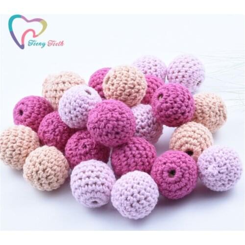 Teeny Teeth 10 PCS Monochrome Series Baby Accessories Crochet Wood Beads DIY Nursing Jewelry Organic Teething Toys Crochet Bead