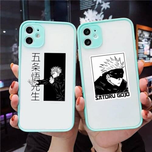 Jujutsu Kaisen Anime Cartoon Phone Case For iPhone 12 11 Mini Pro XR XS Max 7 8 Plus X Matte transparent blue Back Cover
