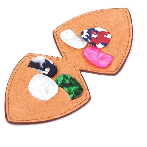 Wholesale Guitar Picks Holder Picks bag micro fiber leather 6/ 8 picks capacity with Automatic magnetic buckle