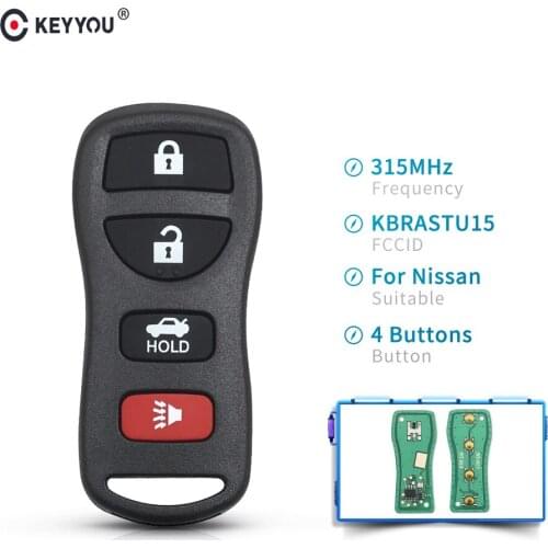 KEYYOU 4 Button Remote Key For Nissan ALTIMA MAXIMA 350Z ARMADA ALTIMA MAXIMA Fob 315Mhz KBRASTU15 Keyless Entry Transmitter