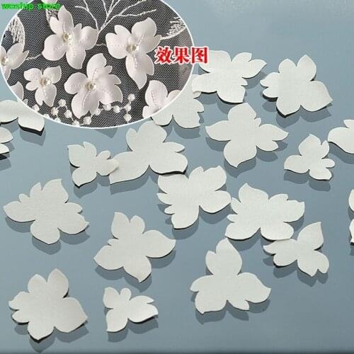 DIY 3D White fallen petals patch garment accessories for Bride veil Wedding dress shoes belt 60pcs/pack