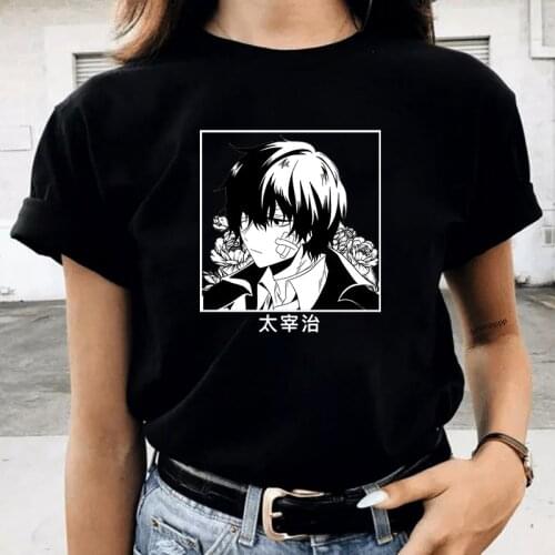 Japanese Anime Bungo Stray Dogs Woman Tshirts Dazai Anime Casual Chuuya Nakahara T-shirt Atsushi Nakajima Harajuku Female TShirt