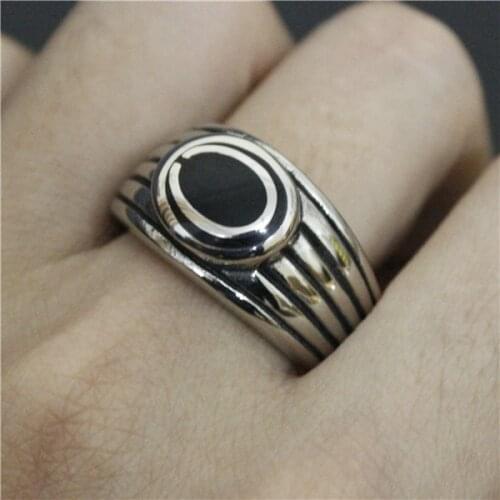 2016 Top Quality All See Eye Style Black Eye Ring Cool Fashion Black Stone Ring Fashion 316L Stainless Steel Jewelry