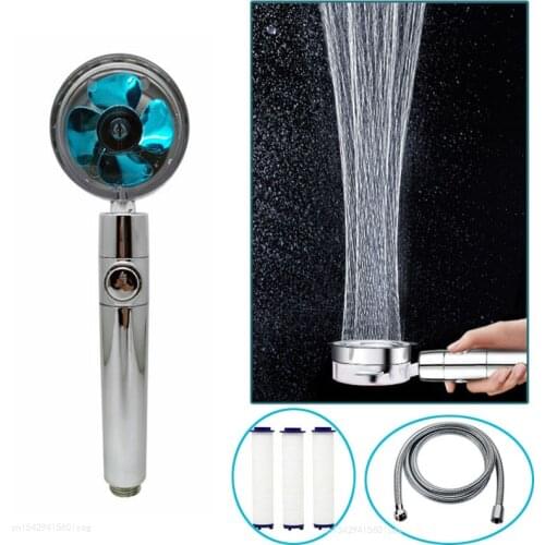 Creative Pressurized Shower Head Set Fan PP Filter Water Saving Flow 360 Degrees Rotating ABS Rain High Pressure spray Nozzle
