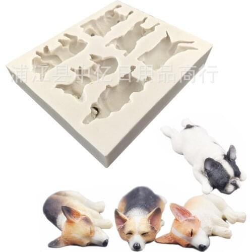 Cute Sleeping Puppy Fondant Cake Silicone Mold Chocolate Candy Molds Cookies Pastry Biscuits Mould DIY Decoration Baking Tools