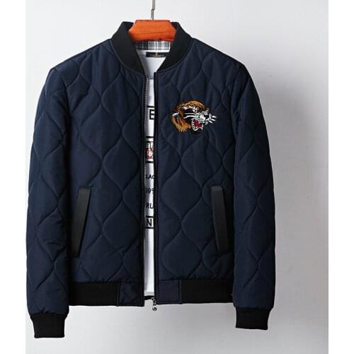 MENS Wear Winter plus Cotton Casual Jacket Mens Handsome Embroidered Tiger Head Cotton-padded Clothes Stylish Collar