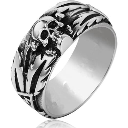 Boys Vintage Gothic Death Skull Skeleton Cocktail Party Biker Rings for Men Jewelry