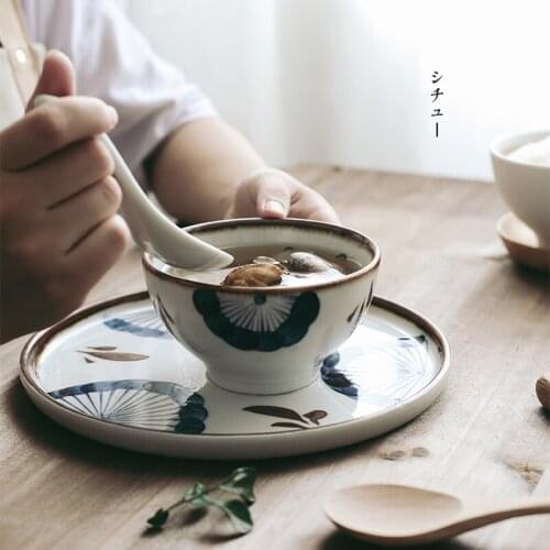 Ceramic Soup Bowl Set Dinner Rice Noodle Bowl Salad Desserts Bowl Kitchen Cutlery Set Creative Tableware Set Decor Crockery