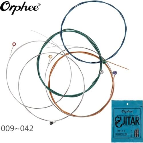 6pcs/set Orphee Electric Guitar Strings Set 009-042 Multi Color Nickel Steel Alloy String with Great Bright Tone & Super Light