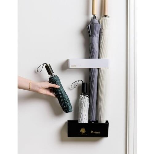 Umbrella Stand Wall Free of Perforation Paste Storage Leak-proof Two Wall-mounted Adjustable Sturdy and Stable Umbrella Stand