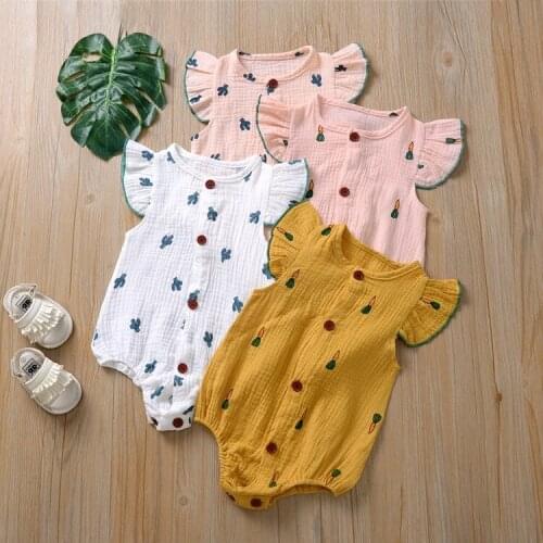 Newborn Clothes Baby Girls Rompers Summer Cotton Short Sleeve O-neck Cartoon Pure Color Home Wear Infant Baby 2021 Baby Jumpsuit