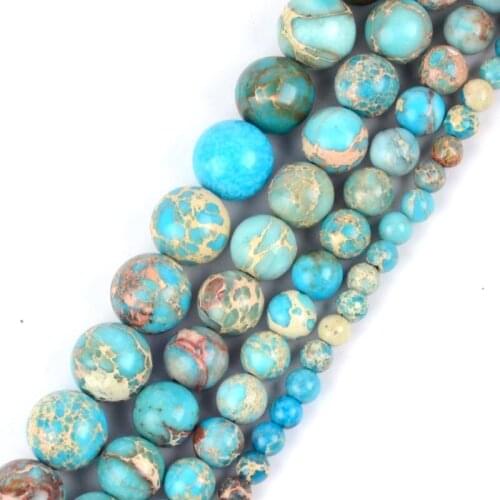 Wholesale Round Lake Blue Sediment Jaspers Loose Beads 4 6 8 10mm 15" Natural Stone Beads Diy Bracelet Necklace Jewelry Making