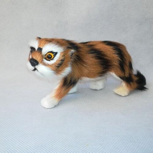 Plastic&furs tiger about 17x8cm model real life toy yellow tiger prop.home decoration Xmas gift b0577