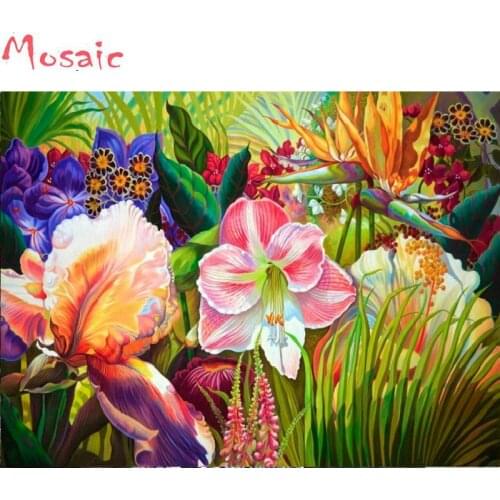 Full square round Diamond Embroidery jungle flower pink Diy Diamond Painting A Craft Decorated Living Room Good Gift